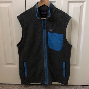 Men's Patagonia Synchilla Vest Size Medium - Grey with Light Blue